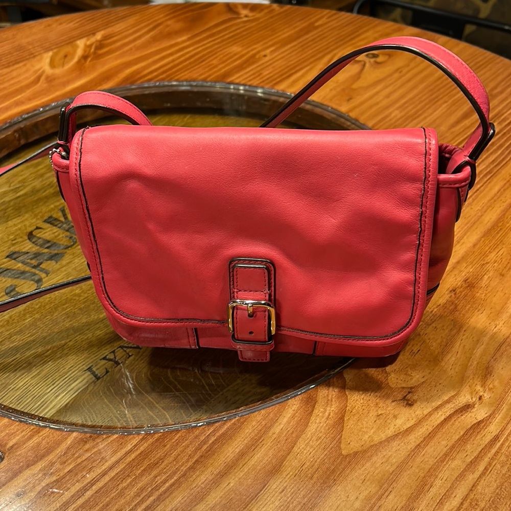 Pink cross body coach purse